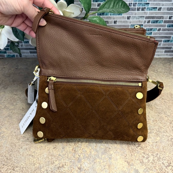 NWT Hammitt Dillon Small Chocolate Diamond Suede purse - Picture 3 of 9